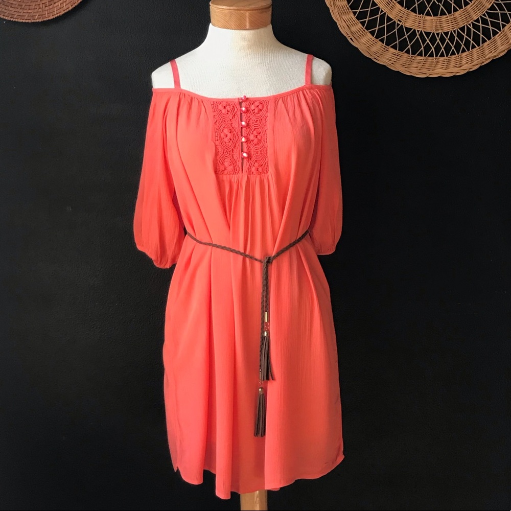 🌺Bailey Blue coral colored boho dress